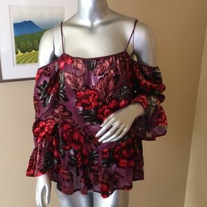 FOREVER 21 | Off The Shoulder Floral Velvet Burnout Blouse